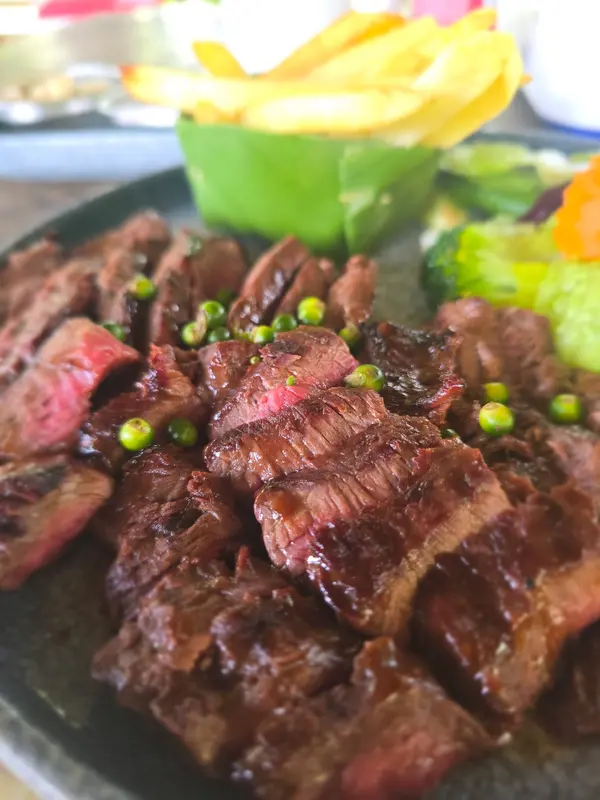 Kampot pepper steak — green peppercorns straight from the vine